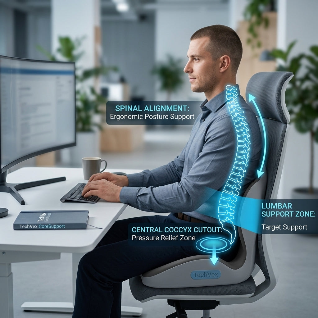 TechVex ComfortCore™ Ergonomic Seat Cushion