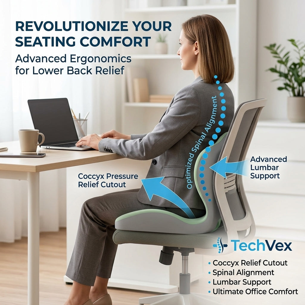 TechVex ComfortCore™ Ergonomic Seat Cushion