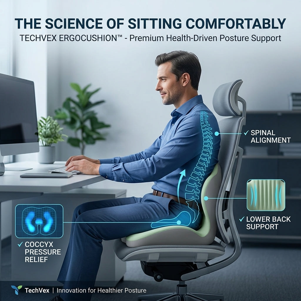 TechVex ComfortCore™ Ergonomic Seat Cushion