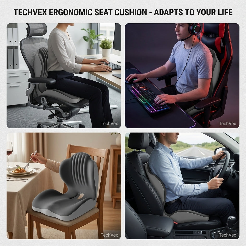 TechVex ComfortCore™ Ergonomic Seat Cushion