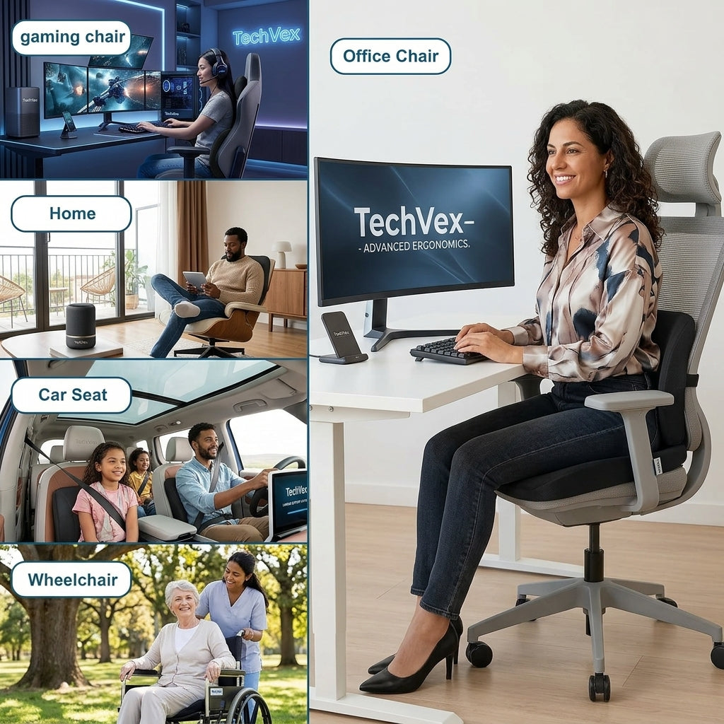 TechVex ComfortCore™ Ergonomic Seat Cushion
