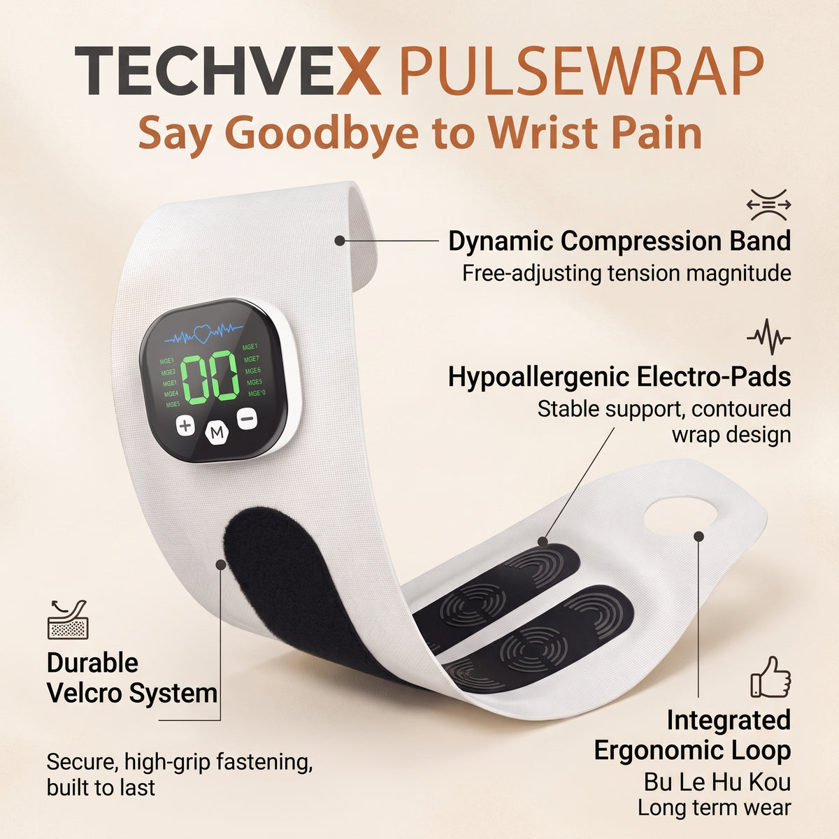 TechVex PulseWrap™ Smart EMS Hand & Wrist Massager