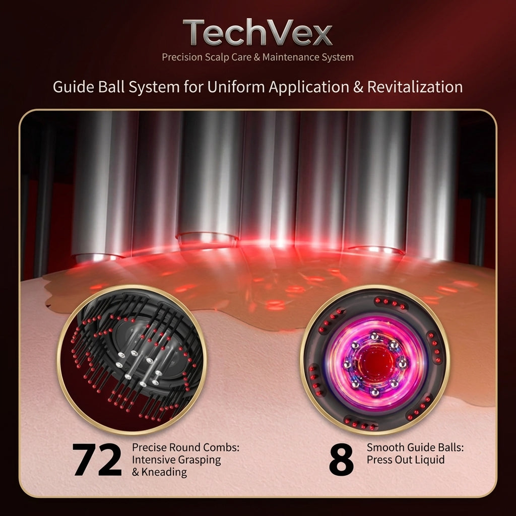 TechVex™ Electric Vibration Redlight Scalp Therapy Comb – Red Light Hair Growth Massager & Oil Applicator