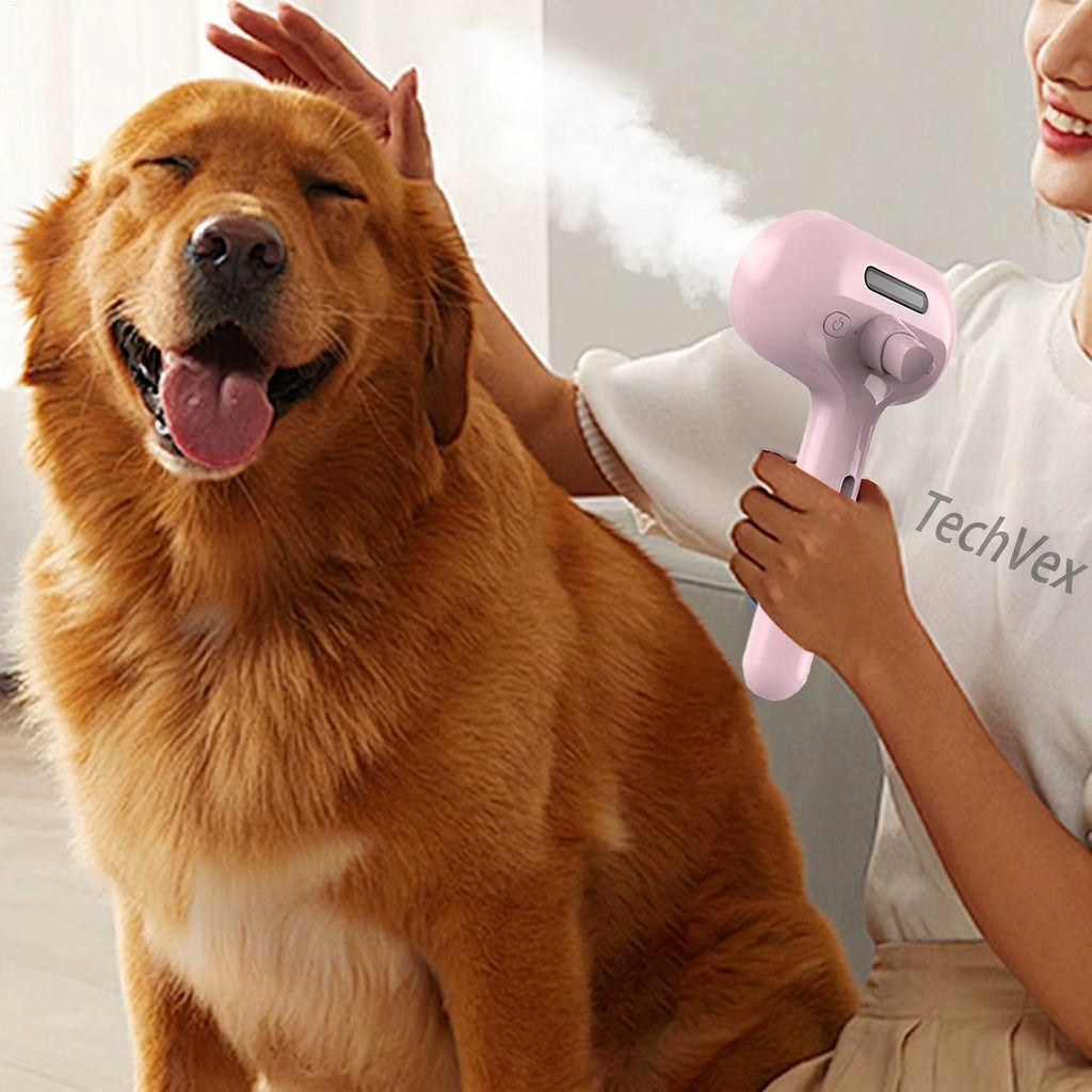 TechVex FurFlow™ 3-in-1 Electric Pet Grooming Brush – Self-Cleaning Dog & Cat Deshedding Brush