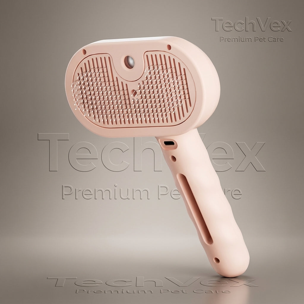 TechVex FurFlow™ 3-in-1 Electric Pet Grooming Brush – Self-Cleaning Dog & Cat Deshedding Brush