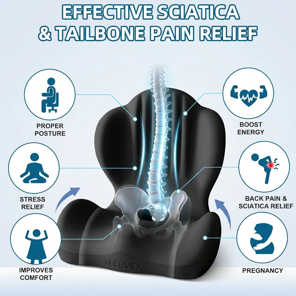 TechVex ComfortCore™ Ergonomic Seat Cushion
