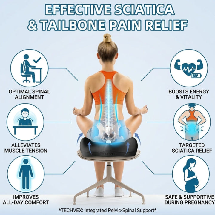 TechVex ComfortCore™ Ergonomic Seat Cushion