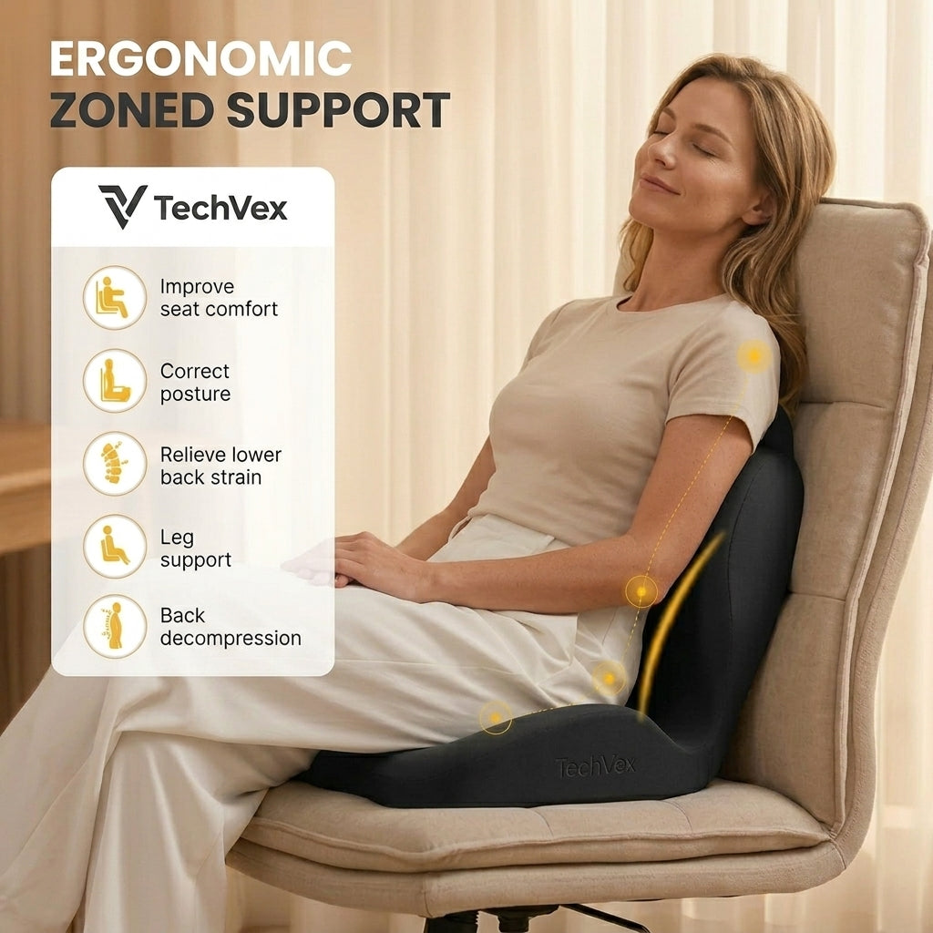 TechVex ComfortCore™ Ergonomic Seat Cushion